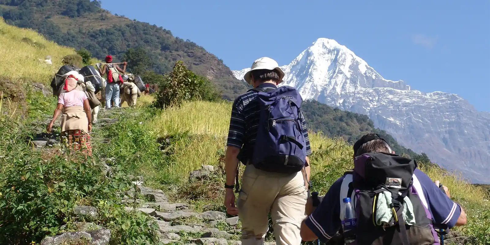 Hikers on the Annapurna region, Nepal.