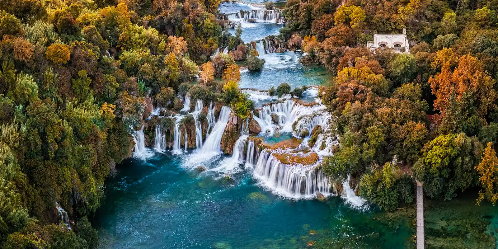 Aerial view of Krka Waterfalls, Croatia