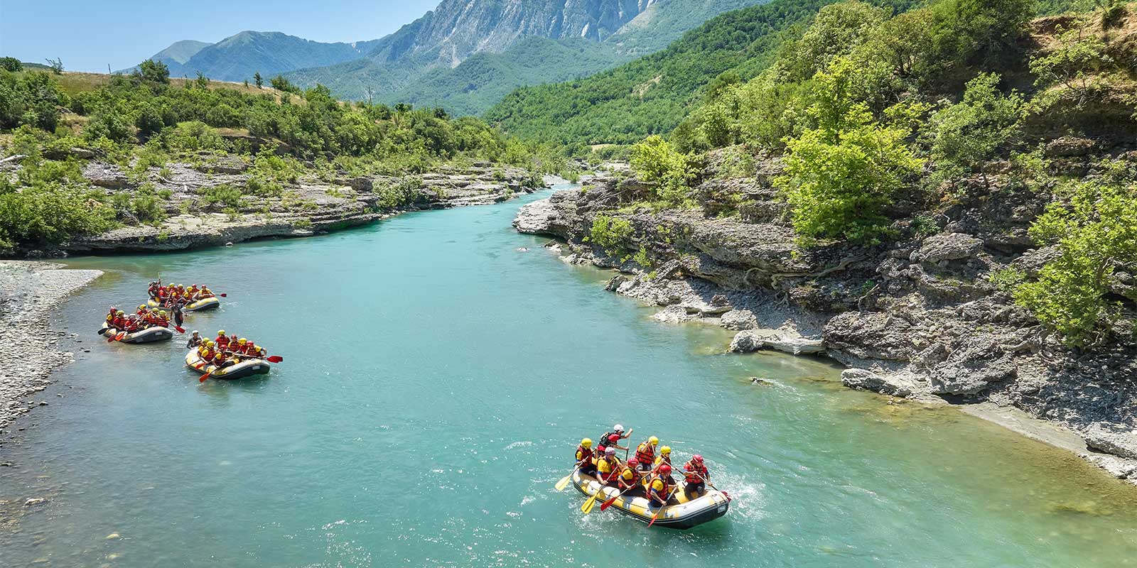 White-water rafting on the Vjosa River in Albania