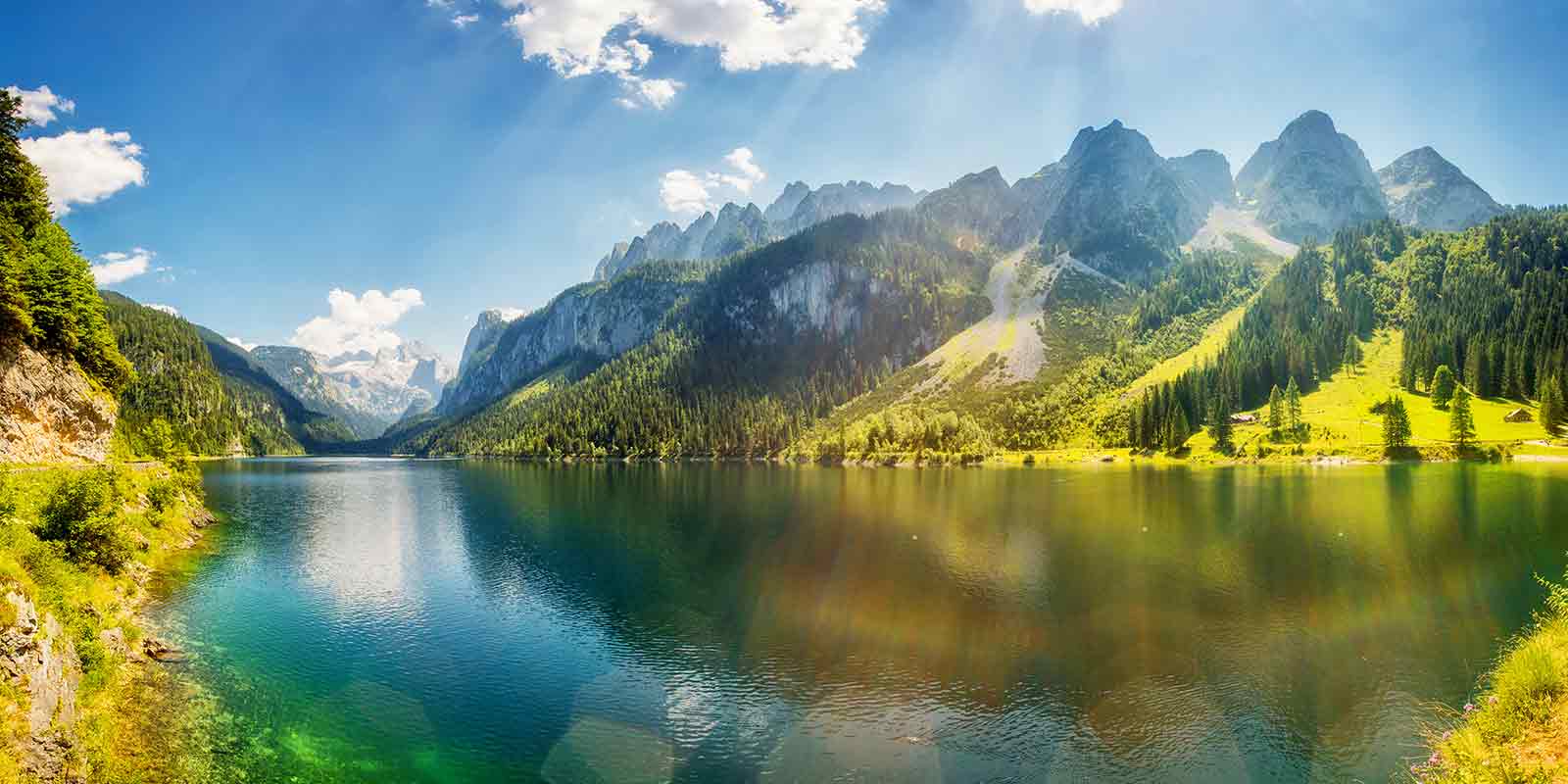 Picturesque lake in Salzkammergut area of Austria Alps