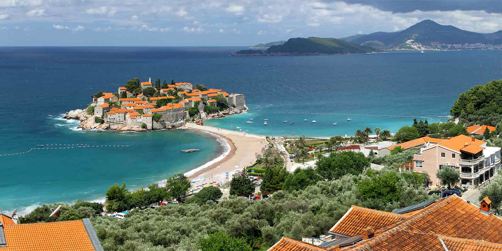 View of Sveti Stefan Island on the Adriatic Coast