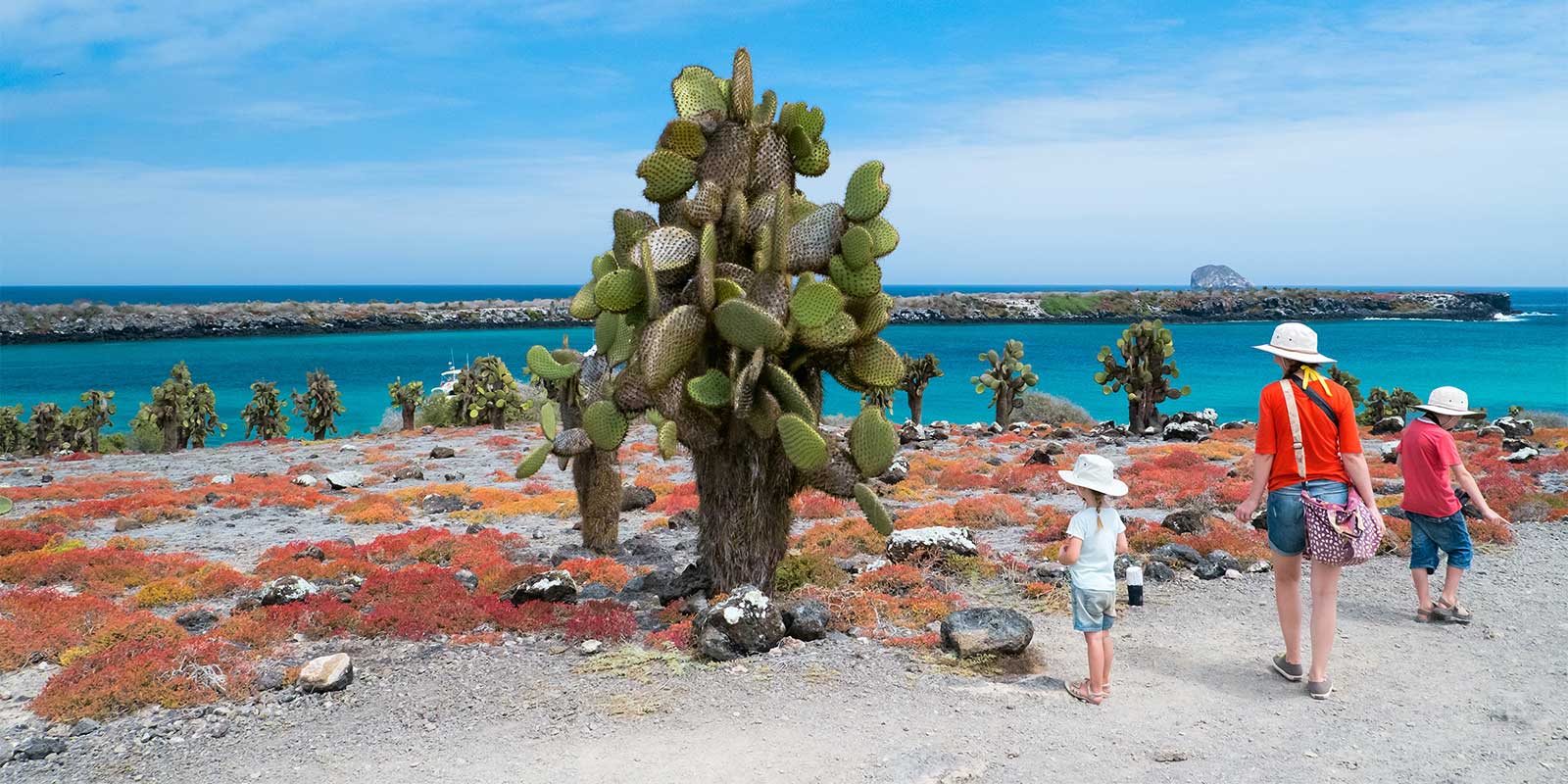 Family on holiday in the Galapagos Islands