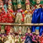 Handcrafted dolls at an Indian craft market
