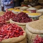 Dried spices at a market in Old Delhi, India