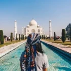 Girl in front of Taj Mahal, India