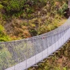 A suspension footbridge in Nepal.