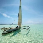 Traditional sail boat at Diani beach in Kenya.