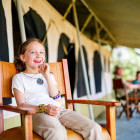 Girl on a camping safari holiday in Botswana