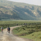 Group cycling in Hell's Gate, Kenya