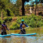 Stand-up paddleboarding in Kenya.