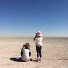 Family in the Namibian desert