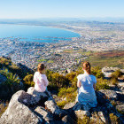 Two girls looking out over Cape Town in South Africa