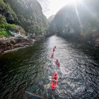 Kayaking through a gorge in South Africa