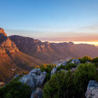 Sunset over Table Mountain in South Africa