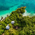 Aerial of the beach in Zanzibar, Tanzania