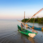 Fishermen and boats on Lake Victoria in Uganda