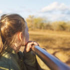 Girl on safari in Namibia