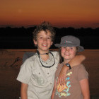 Brother and sister on safari in Zambia.