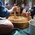 Women making miso in Japan.