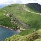 Lake at the summit of Mt. Kuju, Japan.