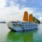 Traditional sailing junk in Ha Long Bay, Vietnam