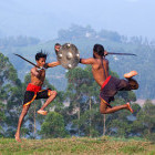 Kalarippayattu martial art demonstration in Kerala, India