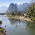Kayaking on the Song River in Vang Vieng, Laos