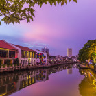 Malacca River at sunset in Malaysia