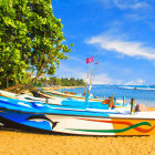 Boats at Bentota beach in Sri Lanka