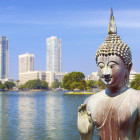 Buddha Statues of Seema Malaka Temple in Colombo, Sri Lanka