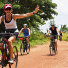 Group cycling in Giritale, Sri Lanka