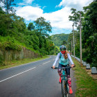 Girl cycling in Sri Lanka