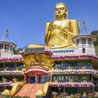 Golden Buddha statue at Dambulla Cave Temple in Sri Lanka
