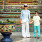 Mother and son at the Grand Palace in Bangkok, Thailand