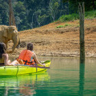 Kayaking with Asian elephants in Khao Sok National Park, Thailand