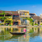 Boat and buildings in Hoi An, Vietnam