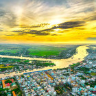 Aerial of the Mekong River in Vietnam
