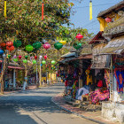 Colourful street with shops in Hoi An, Vietnam