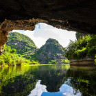 View from a rowing boat in Ninh Binh, Vietnam