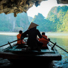 Bamboo boat trip in Ha Long Bay, Vietnam