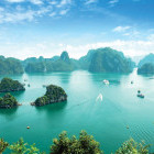 Aerial of Ha Long Bay in Vietnam