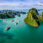 Aerial of Ha Long Bay in Vietnam