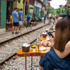Railway Road café in Hanoi, Vietnam