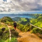 Male walking in Sete Cidades, the Azores