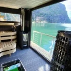Interior view of a sauna in Flam Fjord, Norway