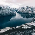 Aerial view of Naeroyfjord, Norway
