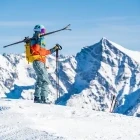 Girl skiing in the High Tatras, Slovakia