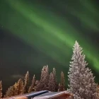 View of the Northern Lights from the ICEHOTEL, in Sweden.