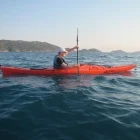 Boy kayaking in Turkey.