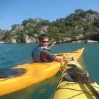 Boy kayaking in Turkey.